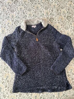 Cozy Navy Sherpa Turtleneck Pullover